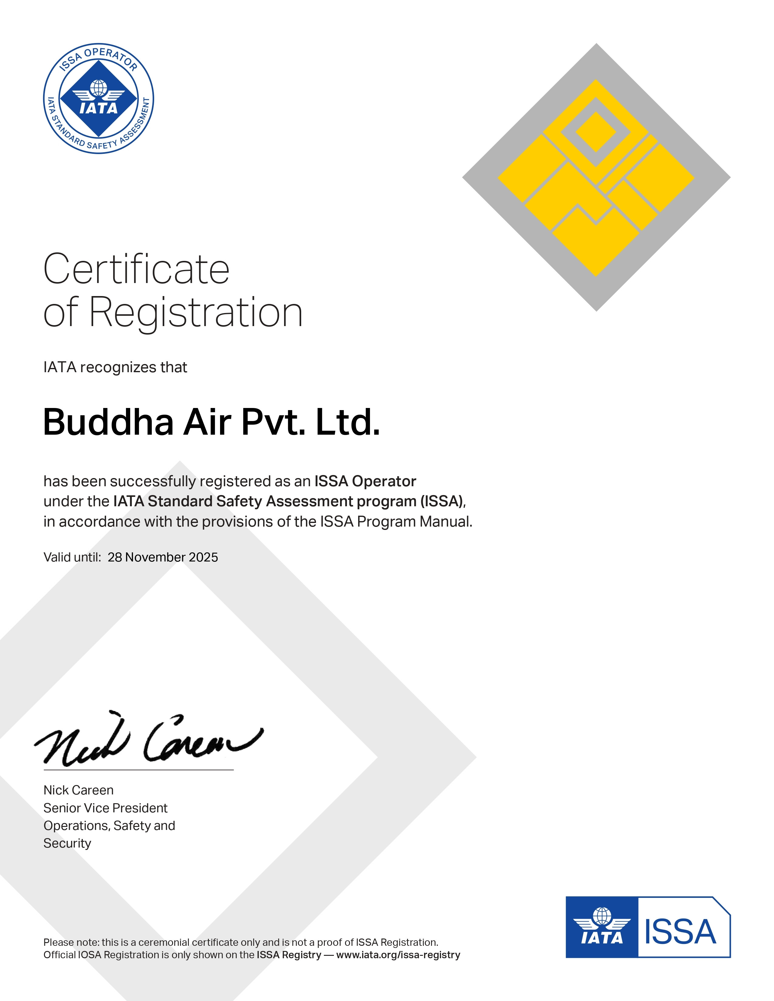 ISSA Certificate by IATA